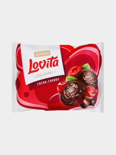 Печенье Roshen Lovita Jelly Cookies, какао, вишня, 420 г - Печенье