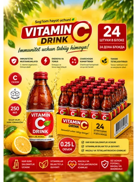 Витаминный напиток Riksamin Vitamin C с сахаром, 0,25 л, 24 шт - Газированные напитки