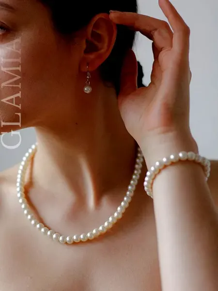 Glamia Жемчужные бусы с браслетом и серьгами (комплект)