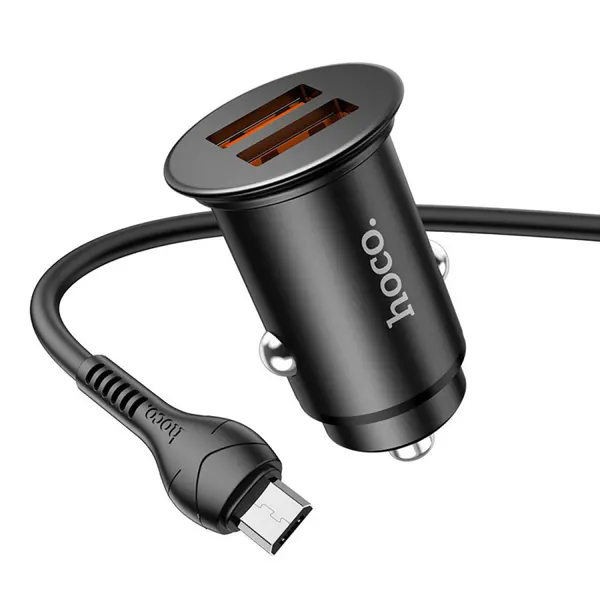Автомобильное зарядное устройство, 2 USB 3.0 QC (NZ1) 36W, HOCO, кабель Micro, черный