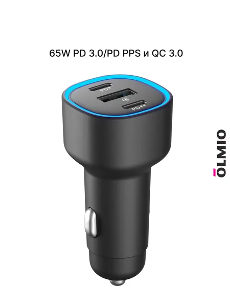 Автомобильное зарядное устройство 60W USB-C/USB-A PD PPS QC 3.0, черный