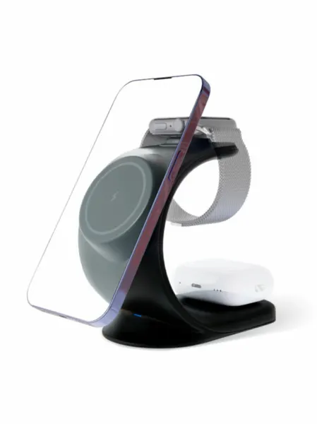 Беспроводное зарядное устройство VLP Powerstand 3in1 Mag Safe для Apple, черный