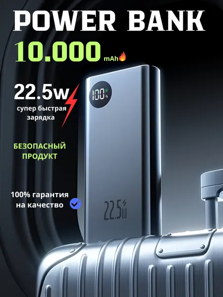 Внешний аккумулятор честные 10000 mA/h 22.5w с быстрой зарядкой