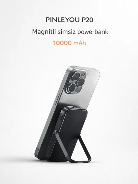 Внешний аккумулятор PINLEYOU P20 Magnetic Wireless Power Bank 10000mAh (MagSafe, беспроводная зарядка, подставка)
