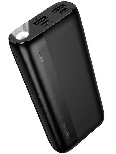 Внешний аккумулятор BOROFONE BJ86 Victoria 20000mAh Power Bank, 2 USB, LED индикатор заряда, Black