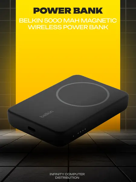 Магнитный внешний аккумулятор Belkin 5000 mAh Magnetic Wireless Power Bank + Kickstand Black