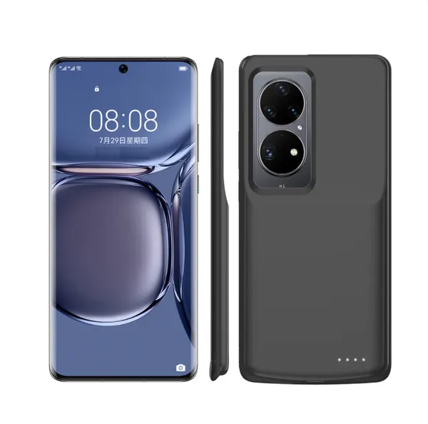 Чехол-бампер MyPads для Huawei P50 со встроенной усиленной мощной батареей-аккумулятором большой повышенной расширенной ёмкости 4800mAh черный