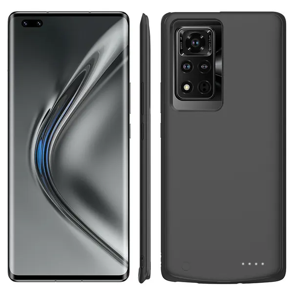 Чехол-бампер MyPads для Honor V40 со встроенной усиленной мощной батареей-аккумулятором большой повышенной расширенной ёмкости 6800mAh черный