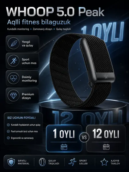 Фитнес-браслет WHOOP 5.0 Peak браслет фитнесная 1 месяц WHOOP