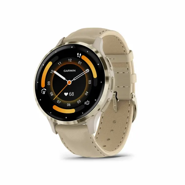 Умные часы Garmin Venu 3S, Soft Gold With Leather Band (010-02785-55)