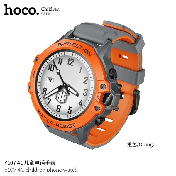 Hoco Y107 — Детские умные часы с 4G, GPS и SOS | SIM, IP54, 1.28” HD LCD дисплей