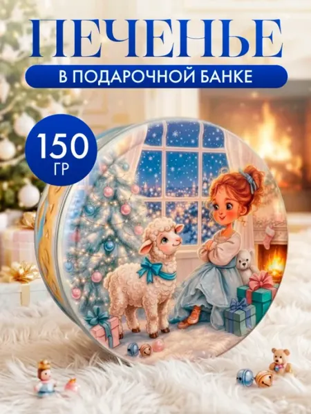 Печенье в жестяной банке 2027 овечка "Сказка", 150 гр Сладкая сказка