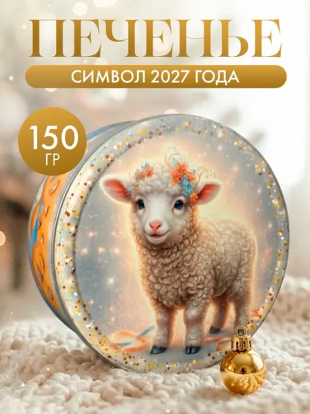 Новогоднее сдобное печенье овечка Аврора,ж б 150 гр Сладкая сказка