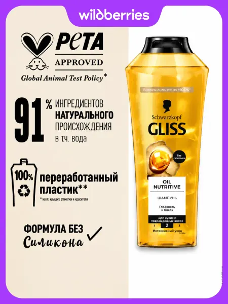 Gliss kur Шампунь для волос женский Oil Nutritive, 250 мл
