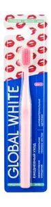 GLOBAL WHITE Зубная щетка Medium Ежедневный уход, Нежно-розовый