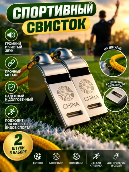 Свисток металлический спортивный 2 шт