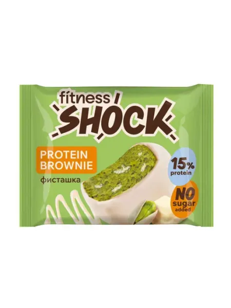 Брауни протеиновый FitnesShock белый шоколад-фисташка, 50г