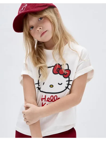 Gloria jeans Розовая футболка оверсайз с принтом Hello Kitty