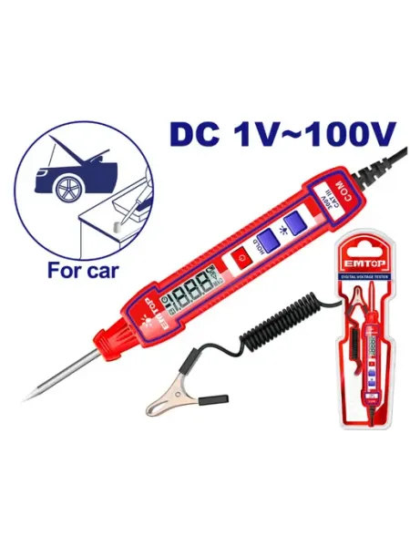 Автомобильный тестер напряжения цифровой DC 1-100V EMTOP