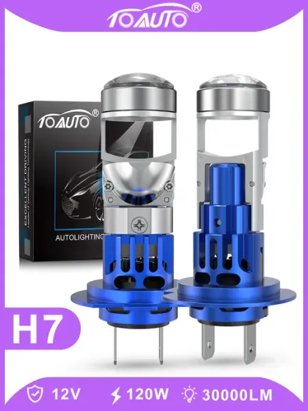 Лед лампы H7 для автомобиля 6500K С линзой