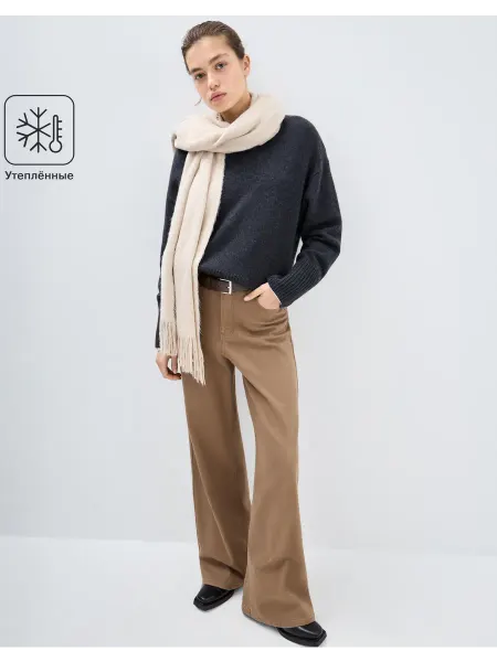 Gloria jeans Серые утеплённые джинсы широкие (Wide leg)
