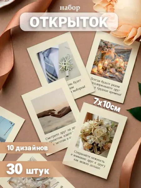 Открытки мини на свадьбу в летнем стиле с пожеланиями