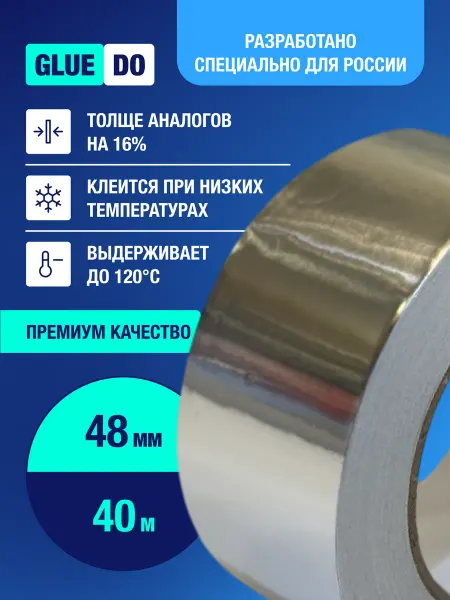 Gluedo Алюминиевый скотч фольгированная клейкая лента, термостойкий