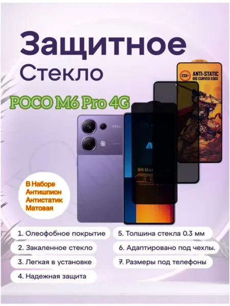 Защитное стекло для Poco M6 Pro vuka