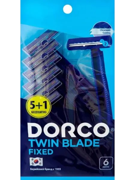 Бритвы одноразовые TD708 (6 станков), 2 лезвия, фикс.головка DORCO