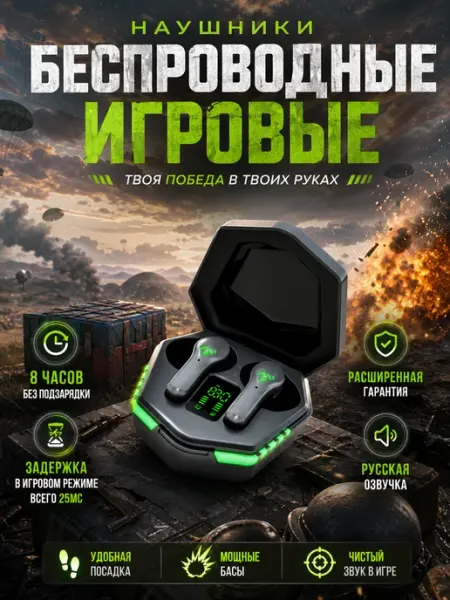 Наушники беспроводные игровые + напальчники для PUBG Aura Accessory