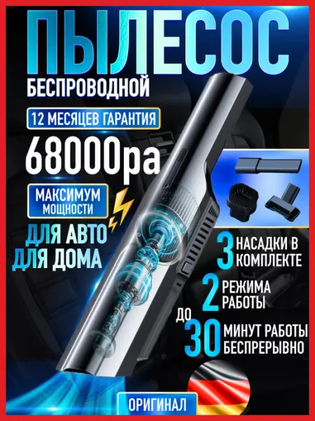 Ручной беспроводной пылесос для автомобиля Nano Vacuum Cleaner