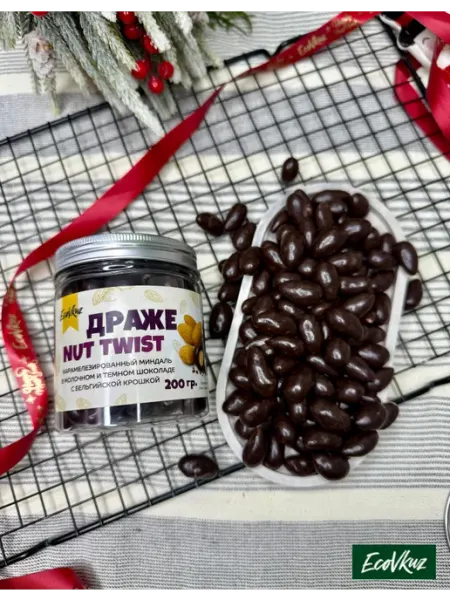 Драже Nut Twist — миндаль в молочном и тёмном шоколаде с бел… Ecovkuz