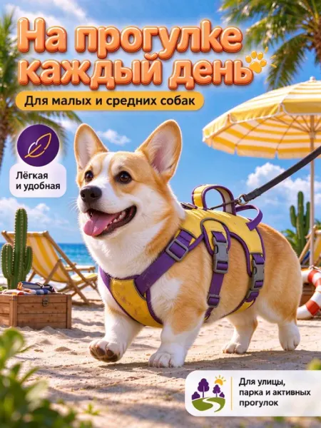 Шлейка‑жилет водоотталкивающая для собак S‑L sandou