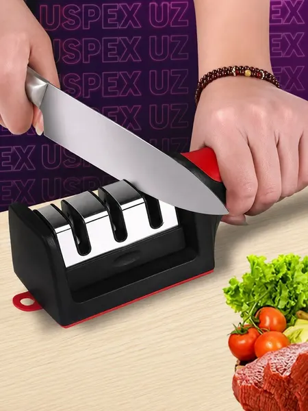 Точилка для ножей 3 в 1 USPEX UZ — алмазная ручная точилка для всех типов ножей