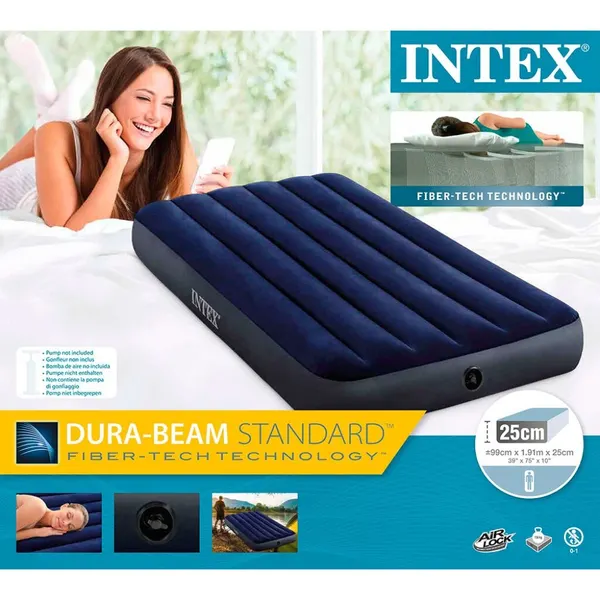 INTEX Матрас надувной CLASSIC DOWNY, 191x99x25см, до 136кг, 64757