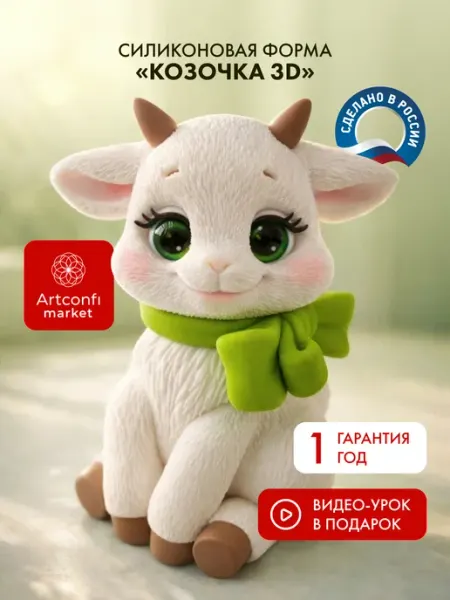 Молд для шоколада и мыла Коза с бантиком 3D Artconfi Market