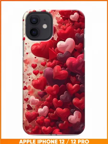 Чехол на Iphone 12 с принтом Сердечки Case Face