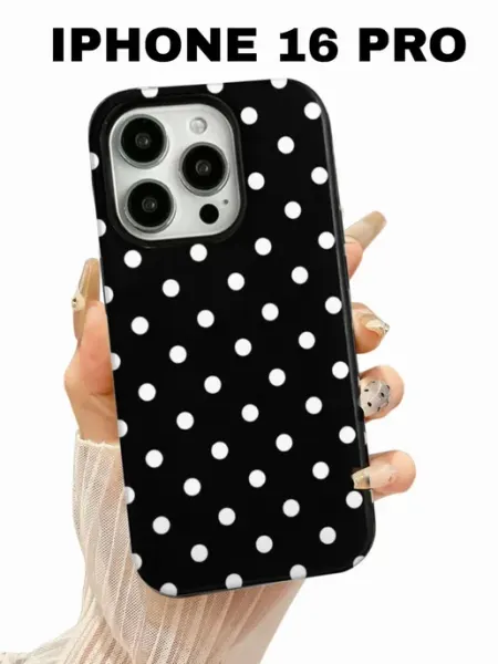 Силиконовый чехол на iPhone 16 Pro в горошек Полька-дот CASE HOUSE