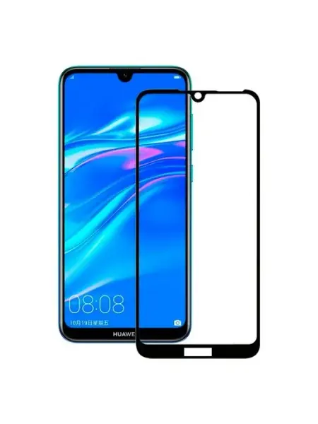 Защитное стекло Huawei Y7 2019 черная рамка GLASSPro+