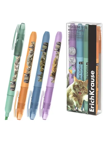 Текстмаркеры с ассорти чернил "Big City Cats" Pro100Style