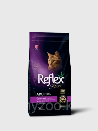 Сухой корм с курицей (цветные гранулы) для взрослых кошек REFLEX PLUS GOURMET 15 кг