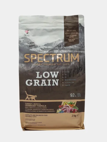 Корм Spectrum Low Grain низкозерновой, с индейкой, уткой и клюквой, 2 кг