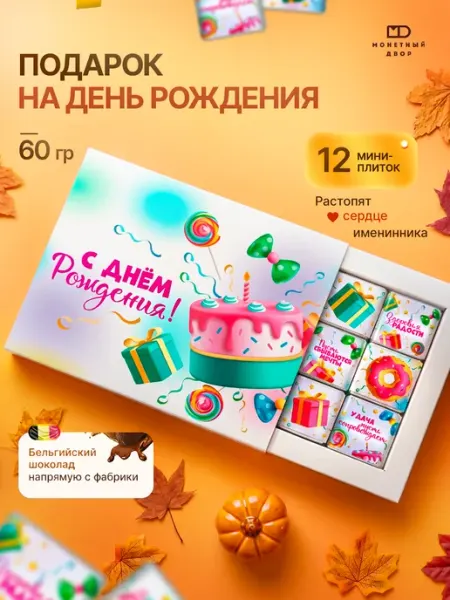 Подарочный шоколад " С днем рождения", 60г Монетный двор