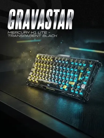 Игровая клавиатура GRAVASTAR Mercury K1 Lite - Transparent Black