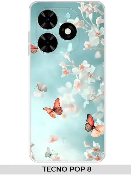 Чехол на pop 8 бабочки TECNO