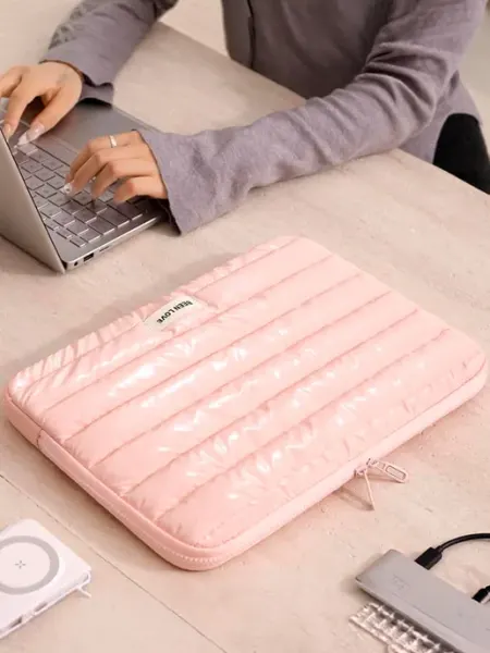 Чехол для ноутбука 14 дюймов стеганый, нежно-розовый Perstika Bags