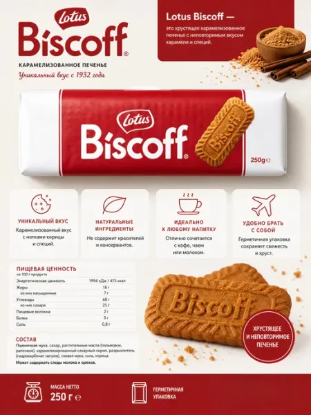 Карамелизованное печенье Лотуз Biscoff Lotus biscoff