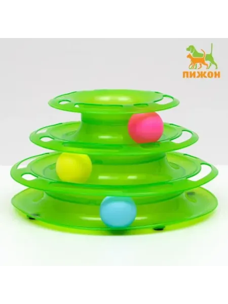 Игровой комплекс для кошек с шариками, зелёный 24.5 см Пижон