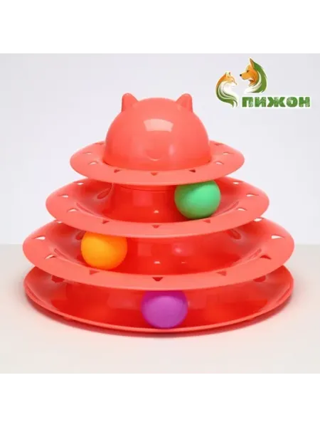 Игровой комплекс для кошек с 3 шариками розовый In Mother's Hands