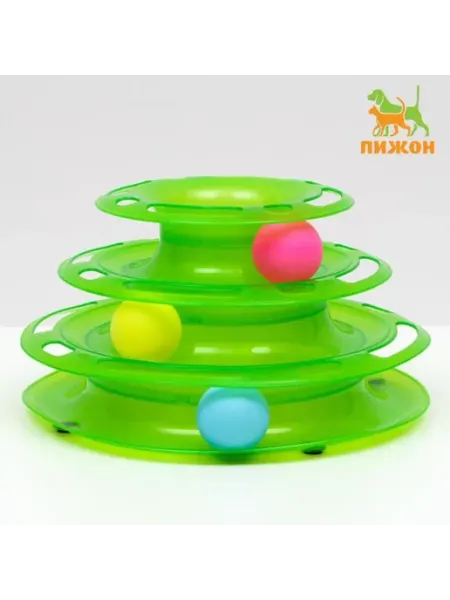 Игровой комплекс для кошек с шариками, зелёный In Mother's Hands